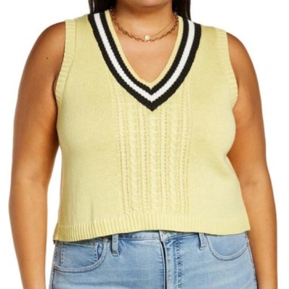 Bp. Collegiate Sweater Vest In Yellow- Black Prep Stripe